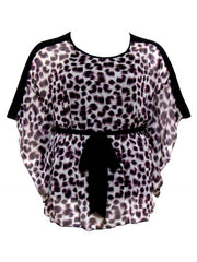Fall Essentials Plus Size Printed Chiffon Tie Waist Tunic