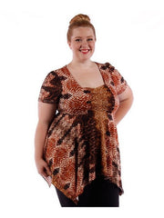 Fall Essentials Plus Size Draped Blouse With Ornate Gatherings (1X-6X)