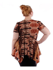 Fall Essentials Plus Size Draped Blouse With Ornate Gatherings (1X-6X)