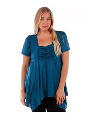 Fall Essentials Plus Size Draped Blouse With Ornate Gatherings (1X-6X)