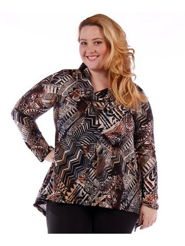 Fall Essentials Plus Size Cowl Neck Blouse (1X-6X)