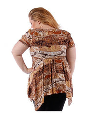 Fall Essentials Plus Size Draped Blouse With Ornate Gatherings (1X-6X)
