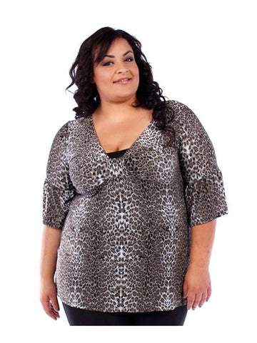 Fall Essentials Plus Size 3/4 Sleeve Printed Blouse (1X-6X)