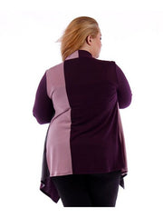 Fall Essentials Plus Size Open Front Color Block Waterfall Cardigan (1X-3X)