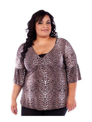Fall Essentials Plus Size 3/4 Sleeve Printed Blouse (1X-6X)