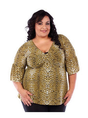 Fall Essentials Plus Size 3/4 Sleeve Printed Blouse (1X-6X)