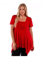 Fall Essentials Plus Size Draped Blouse With Ornate Gatherings (1X-6X)