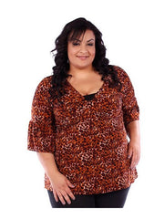 Fall Essentials Plus Size 3/4 Sleeve Printed Blouse (1X-6X)
