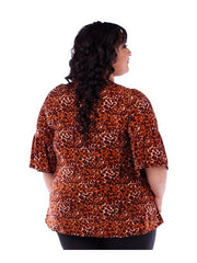 Fall Essentials Plus Size 3/4 Sleeve Printed Blouse (1X-6X)